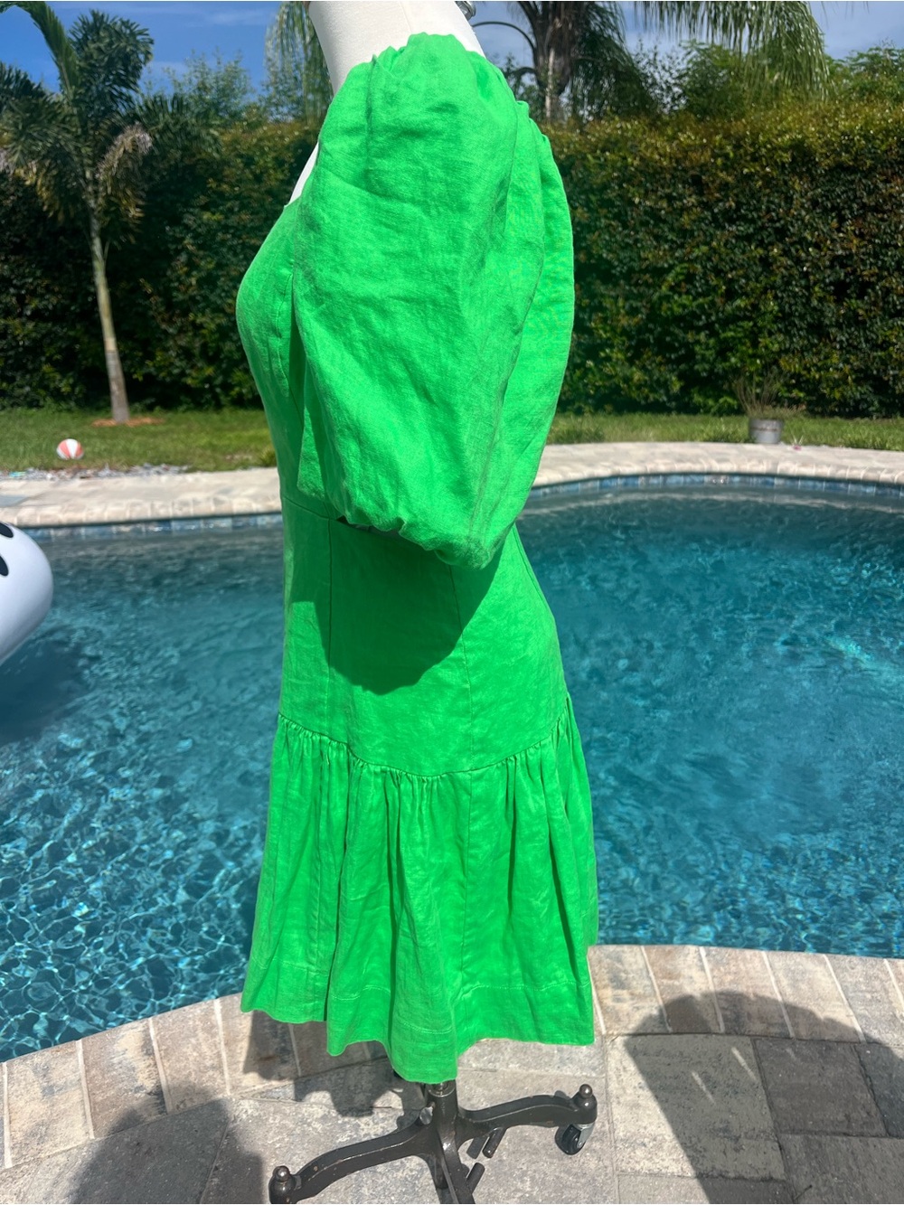 Lilly Pulitzer Kylanne Gecko Green Linen Cutout Puff Sleeve Mini Dress Size 2 - Picture 2 of 7